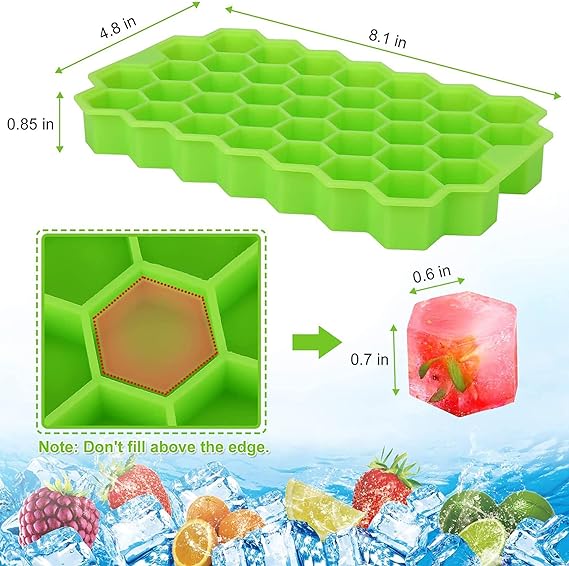 Round Mini Ice Cube Trays With Plastic Cover Flexible Silicone Bottom (random Color)
