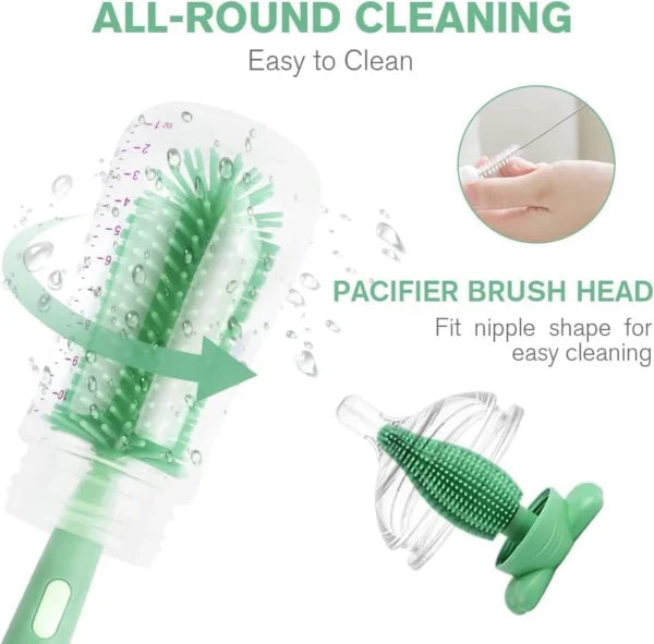 3-in-1 Silicone Baby Bottle Cleaning Brush Set – Pacifier, Straw, And Bottle Scrubber