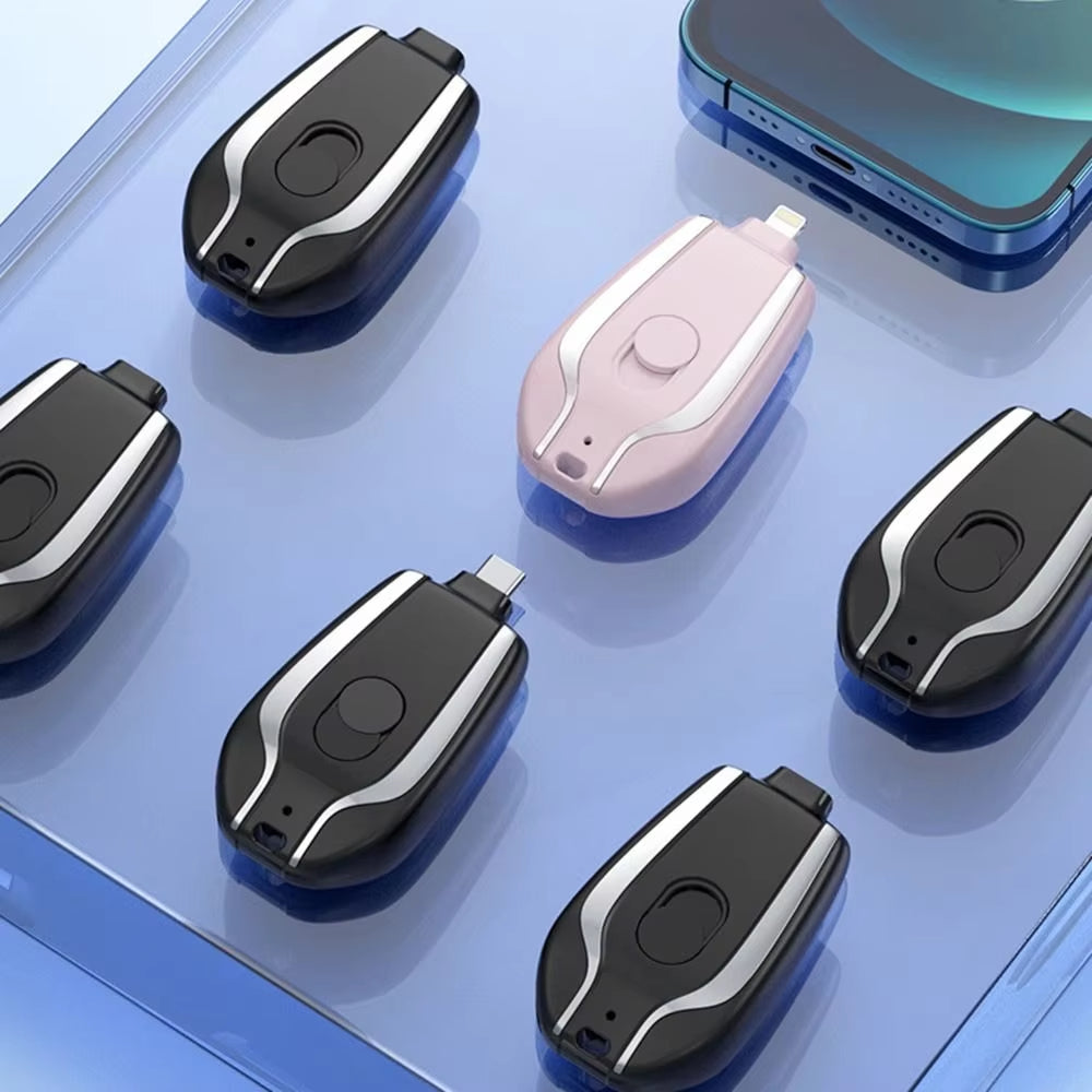 Portable Keychain Charger 1500mAh Ultra-Compact Mini Battery Pack Fast Charging Backup Power Bank
