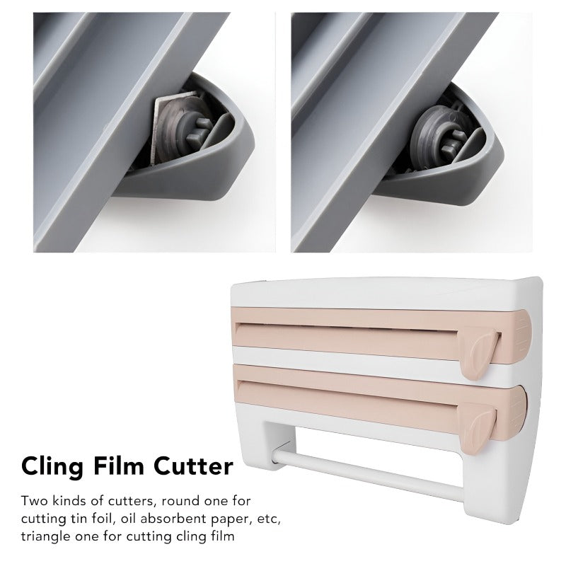 4-in-1 Multi-Purpose Wall-Mounted Kitchen Organizer Shelf with Foil Dispenser.