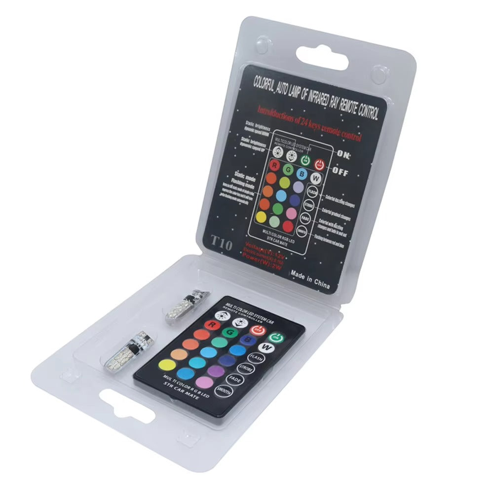 RGB Multicolor Car Led Bulbs Remote Control Parking Lights For Car & Bike