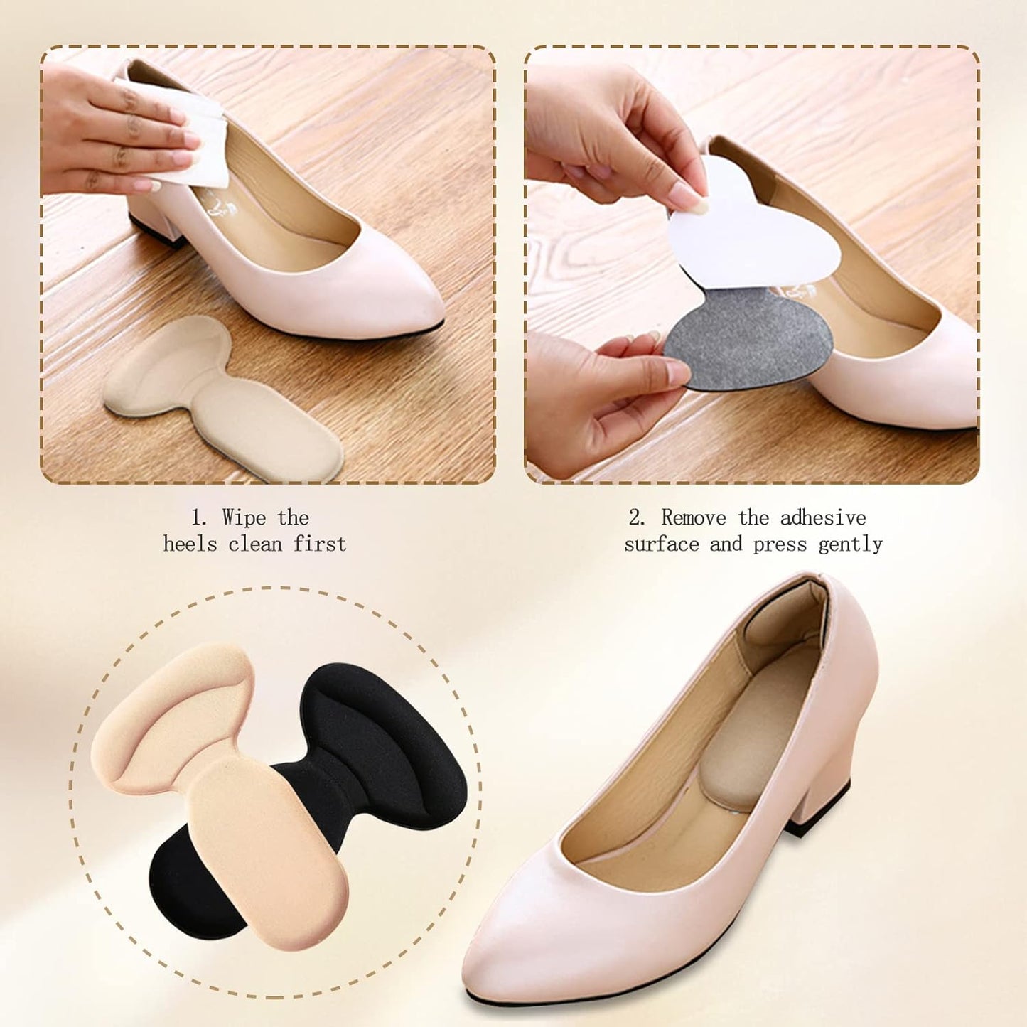 2pcs Insole Heel Cushion Pads, Shoe Grip Heel Protector