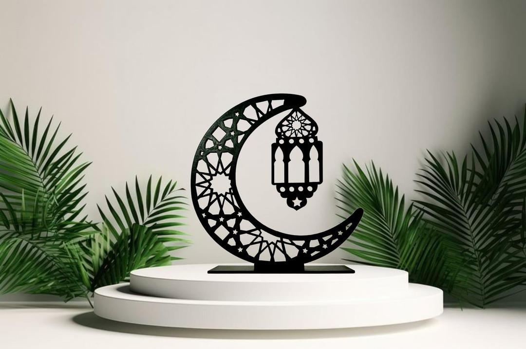 Lantern Design Decorative Moon Shaped Table Stand