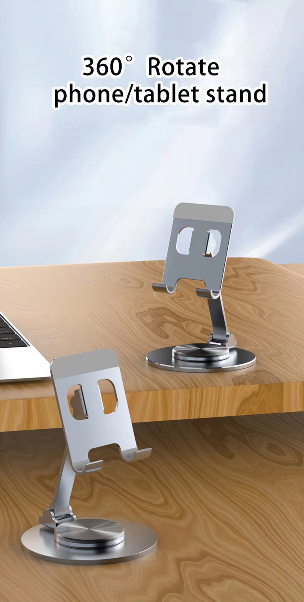 01 Pc 360° Rotatable Metal Phone & Tablet Stands, Adjustable Foldable and Durable Desktop Holders
