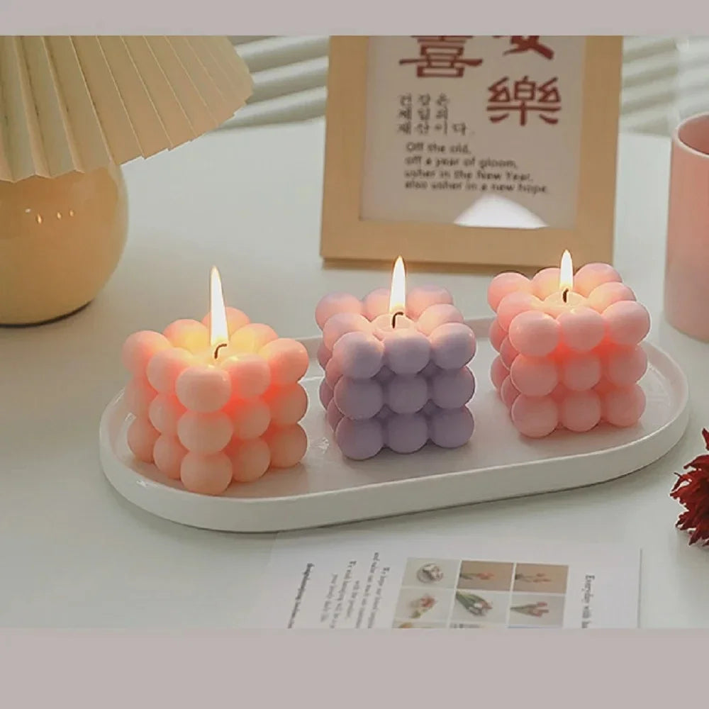 Ins Bubble Cube Shaped Candle Handmade Scented Candle