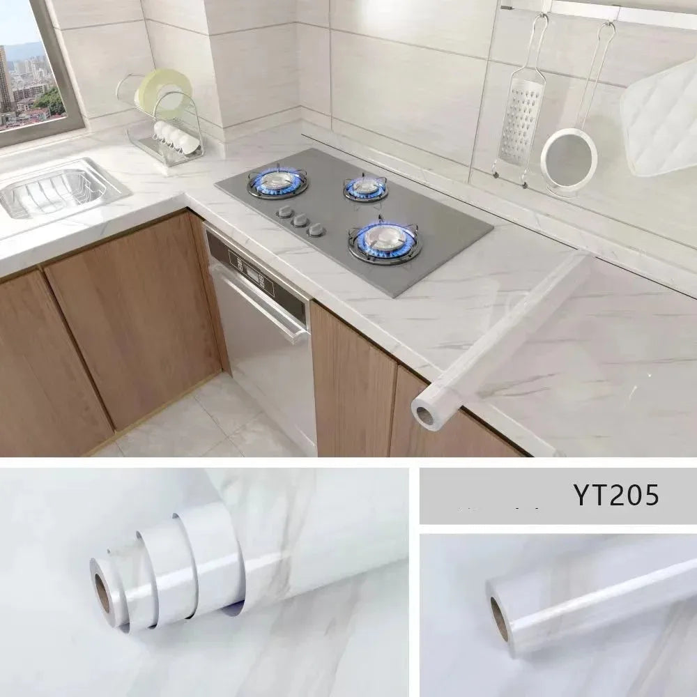 Self Adhesive Marble Sheet For Kitchen / Waterproof Anti Oil & Heat Resistant Wallpaper Sheet