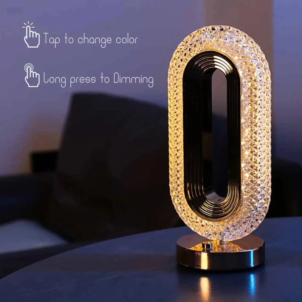 Rechargeable Luxury Oval Shaped Crystal Table Lamp