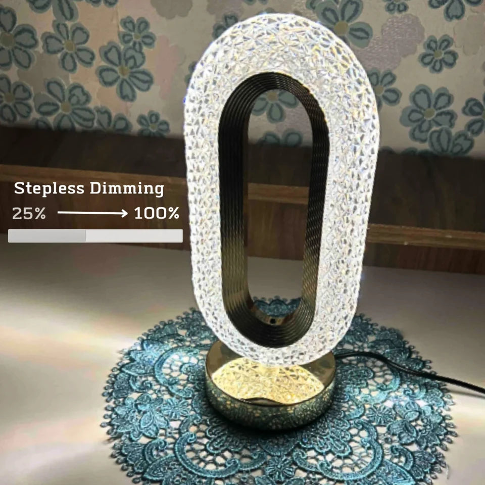 Rechargeable Luxury Oval Shaped Crystal Table Lamp