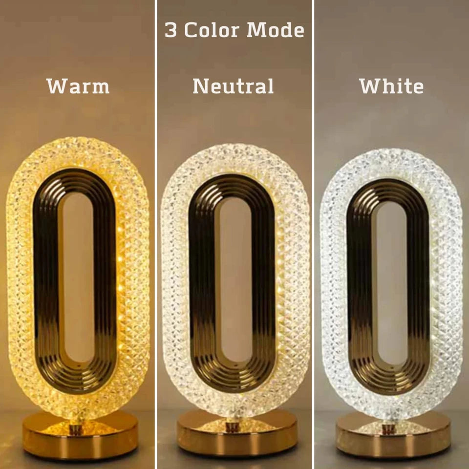 Rechargeable Luxury Oval Shaped Crystal Table Lamp