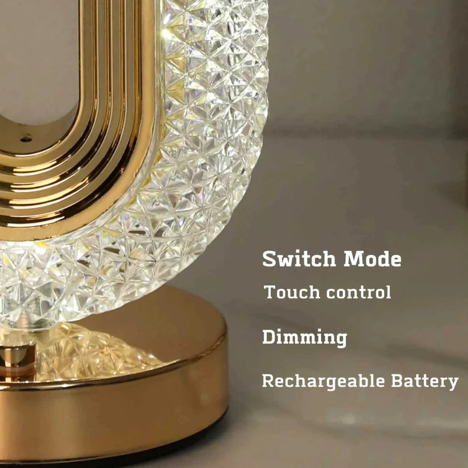Rechargeable Luxury Oval Shaped Crystal Table Lamp