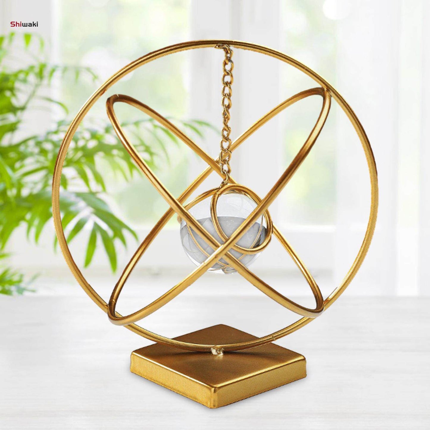Luxury Metal Crafts Creative Crystal Ball Pendant Ornament for Living Room, Office Desktop Decoration