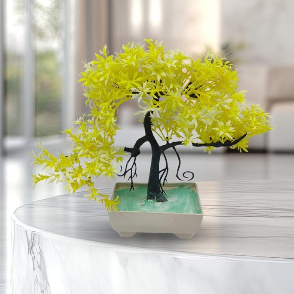 Pack Of 3 Bonsai Artifical Trees ( Green, Yellow, Orange )