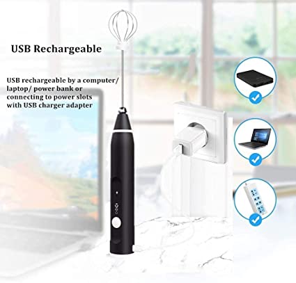 Rechargeable Electric Coffee Mixer Egg Beater Quick Frothing Action.