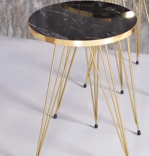 Black Marble Look With Gold Metal Legs Round Home Essential 1 Piece Coffee Table