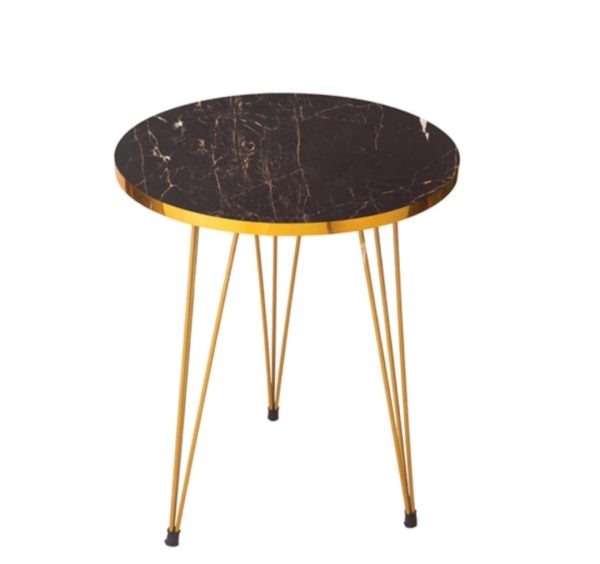 Black Marble Look With Gold Metal Legs Round Home Essential 1 Piece Coffee Table