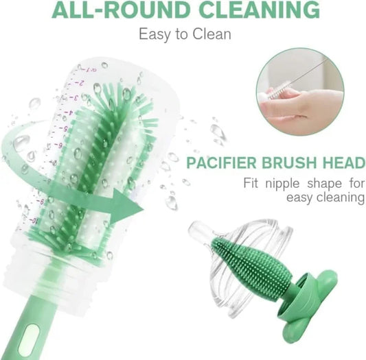 3-in-1 Silicone Baby Bottle Cleaning Brush Set – Pacifier, Straw, And Bottle Scrubber