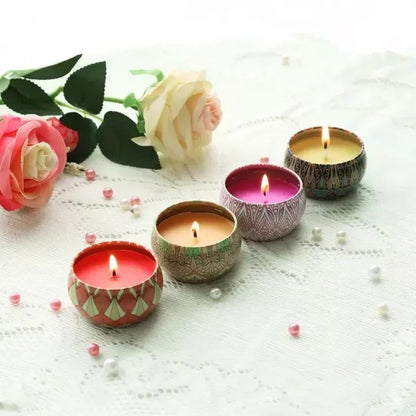 Aromatherapy Scented Candle with Beautiful Tin - Relaxing Fragrance for Home Office