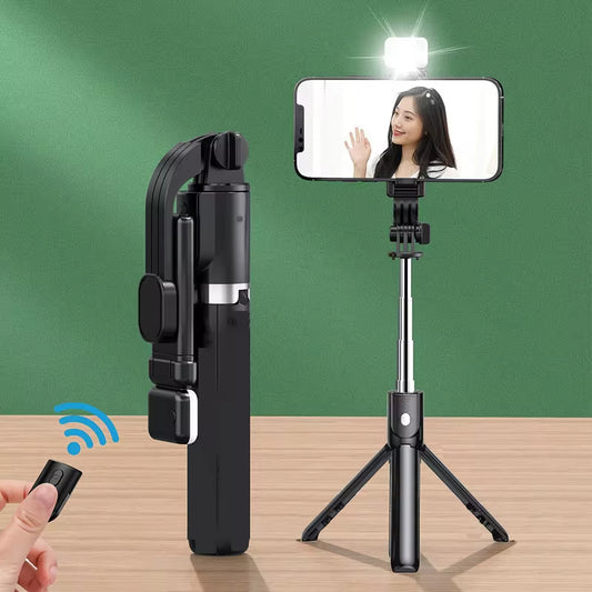 4 Option Portable Selfie Stick With Bluetooth Remote.