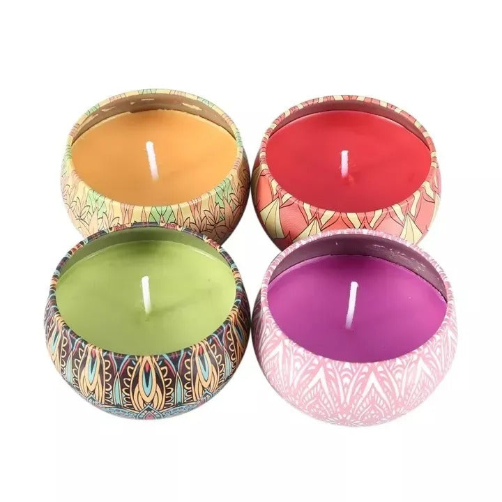 Aromatherapy Scented Candle with Beautiful Tin - Relaxing Fragrance for Home Office