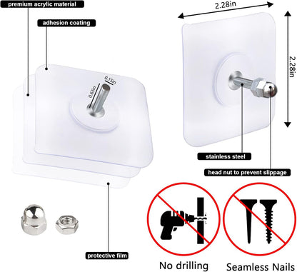 10-pcs Self-adhesive Wall Screws And Hanging Nails – Heavy-duty Adhesive Wall Mount Hooks For Home And Office Use – No Drilling, Easy Installation For Hanging Frames, Keys, Towels, And More