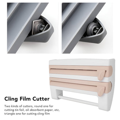 4-in-1 Multi-Purpose Wall-Mounted Kitchen Organizer Shelf with Foil Dispenser.