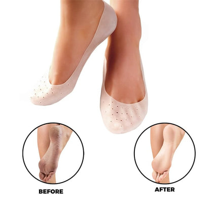 Pack Of 4 Pairs Smiling Foot Anti Crack Full Length Silicone Foot Protector Moisturizing Socks For Foot-Care