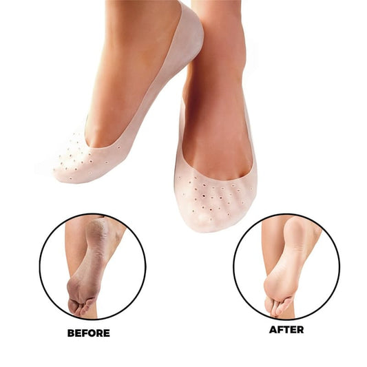 Pack Of 4 Pairs Smiling Foot Anti Crack Full Length Silicone Foot Protector Moisturizing Socks For Foot-Care