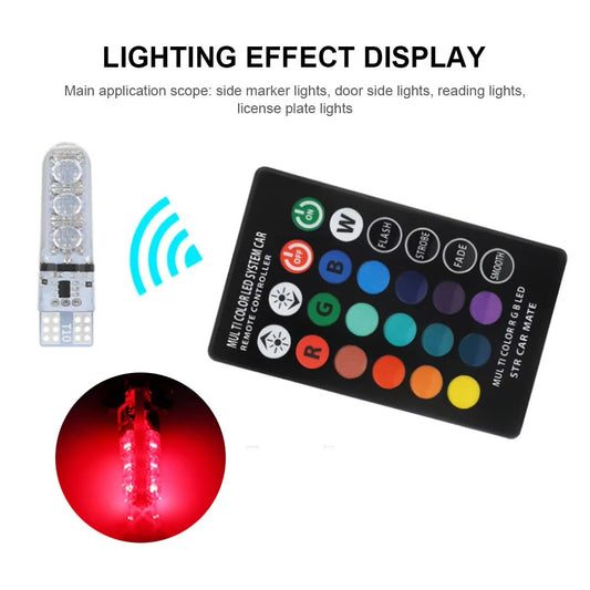 RGB Multicolor Car Led Bulbs Remote Control Parking Lights For Car & Bike