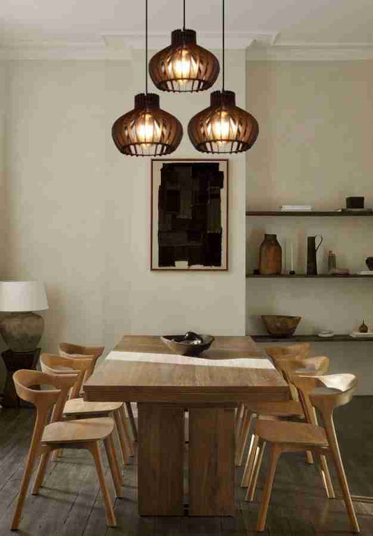 3 IN 1 | PENDANT CEILING LAMPS THREE HEADED | LAMP LIGHTS | SWITCH E27 HOLDER | WOODEN CEILING LAMPS | PENDANT LAMPS | INDOOR LIGHTS | FOR BEDROOMS ,TV LOUNGES , OFFICES , RESTAURANT