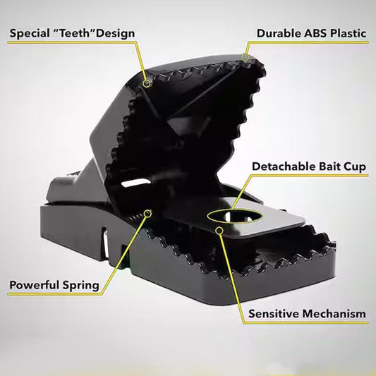 Pest Control Catcher Automatic Spring Reusable Plastic Black Rat Mice Mouse Traps.