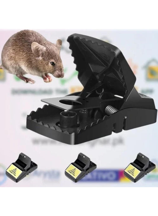 Pest Control Catcher Automatic Spring Reusable Plastic Black Rat Mice Mouse Traps.