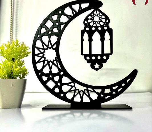 Lantern Design Decorative Moon Shaped Table Stand