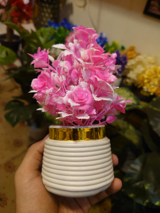 Artificial Flower Plant leave with White Pot Decorative Flowers Plants best for Home and office Décor 1 Pcs
