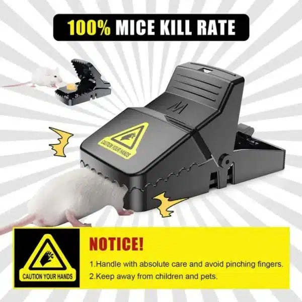 Pest Control Catcher Automatic Spring Reusable Plastic Black Rat Mice Mouse Traps.