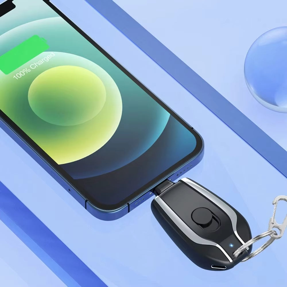 Portable Keychain Charger 1500mAh Ultra-Compact Mini Battery Pack Fast Charging Backup Power Bank