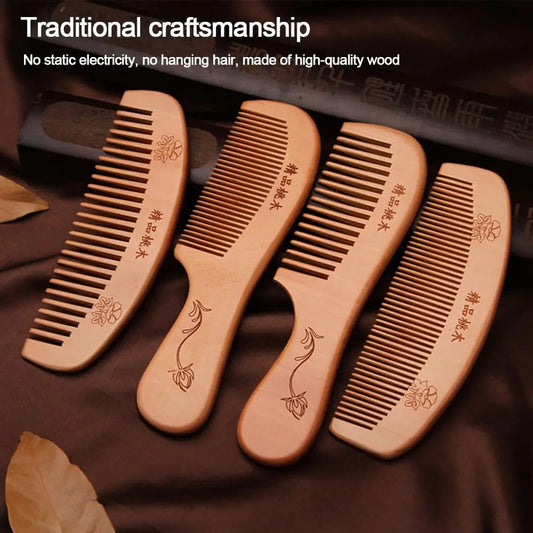 Handcrafted Natural Peach Wood Hair Comb