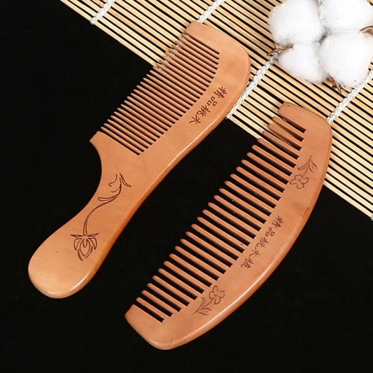 Handcrafted Natural Peach Wood Hair Comb