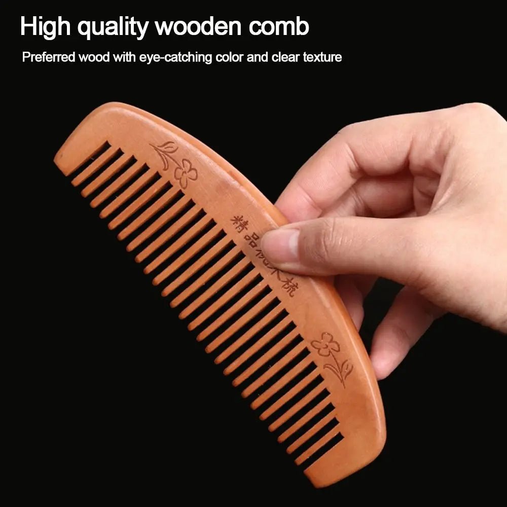 Handcrafted Natural Peach Wood Hair Comb