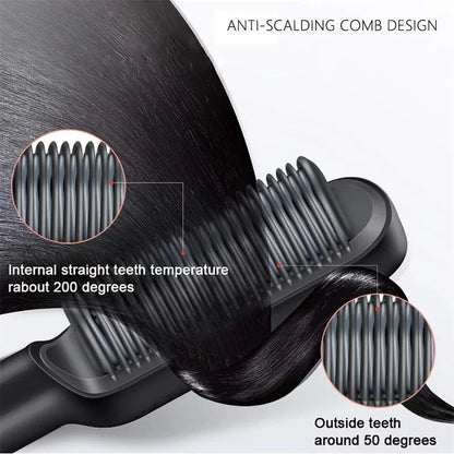 Hair Straightener Comb - Professional Quick Heated Electric Hot Comb Hair