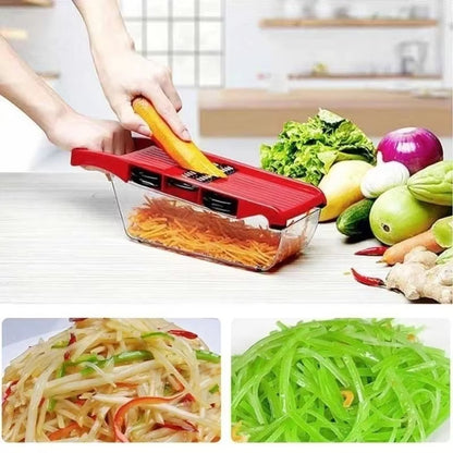 10 in 1 Multi-Function Vegetable and Fruit Chopper, Mandoline Slicer, Onion Potato Cheese Shredder, Salad Spiralizer Cutter, Veggie Grater Dicer Artifact with Vegetable Peeler,Hand Guard and Container