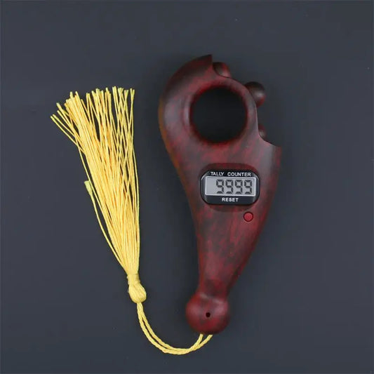 Digital Counter With Qibla Compass And Rotating Prayer Beads Portable Finger Tasbeeh
