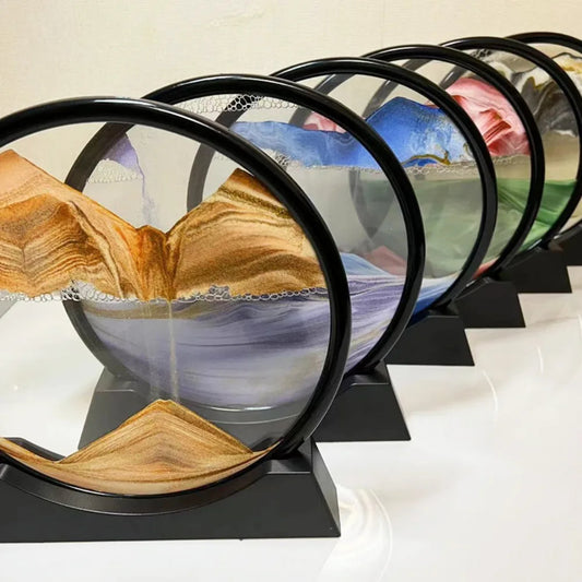 3D Moving Sand Art Picture Round Glass Deep Sea