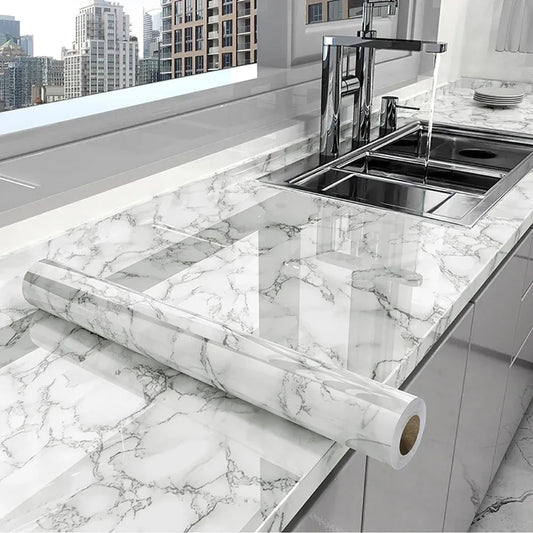 Self Adhesive Marble Sheet For Kitchen / Waterproof Anti Oil & Heat Resistant Wallpaper Sheet