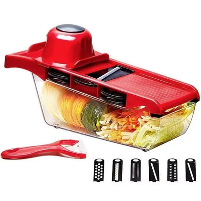 10 in 1 Multi-Function Vegetable and Fruit Chopper, Mandoline Slicer, Onion Potato Cheese Shredder, Salad Spiralizer Cutter, Veggie Grater Dicer Artifact with Vegetable Peeler,Hand Guard and Container