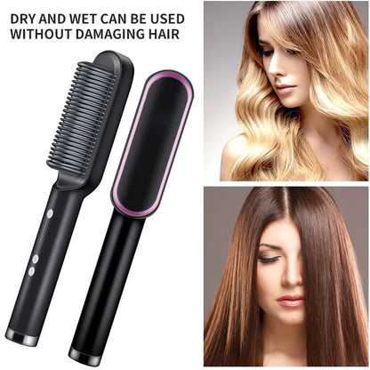 Hair Straightener Comb - Professional Quick Heated Electric Hot Comb Hair