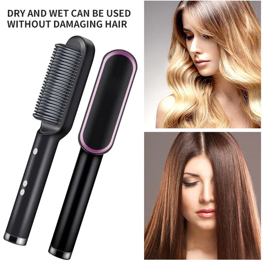 Hair Straightener Comb - Professional Quick Heated Electric Hot Comb Hair