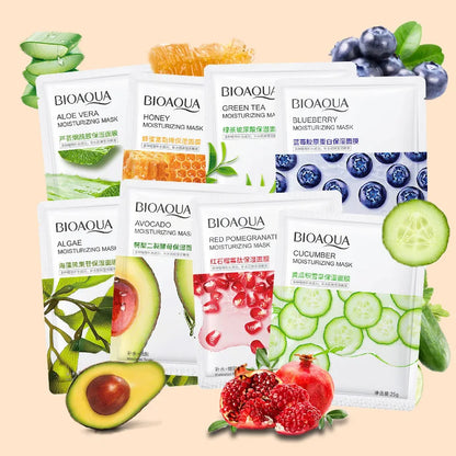 8 PCS BIOAQUA Fruit Facial Masks Moisturizing Hydrating Brightening Anti-aging Face Mask Sheet Masks for Face Skin Care