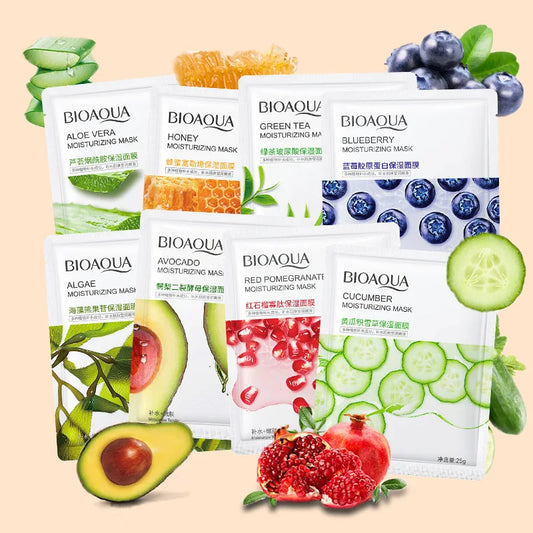 8 PCS BIOAQUA Fruit Facial Masks Moisturizing Hydrating Brightening Anti-aging Face Mask Sheet Masks for Face Skin Care