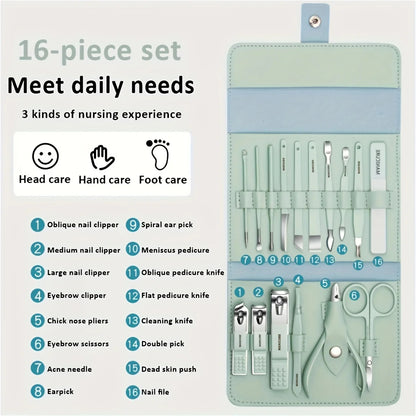 16 in 1 Nail Cutter Set Stainless Steel Nail Clippers Set
