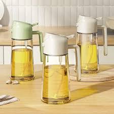 2in1 Oil Sprayer Glass Bottle For Cooking Anti Leakage Olive Oil Storage Bottle For Bbq Air Fryer Salad Steak Kitchen Supplies.